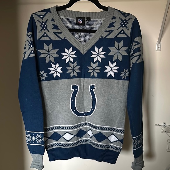 NFL Indianapolis Colts Blue and Gray V-Neck Sweater - Picture 1 of 3